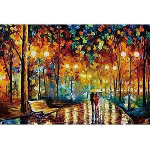 Jigsaw Puzzle 1000 Pieces Scenery Landscape Puzzle - Rainy Night Walk - Picture 1 of 6